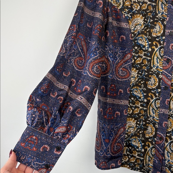 Anthropologie Antik Batik Keith Printed Silk Blouse Size Medium - Picture 5 of 10